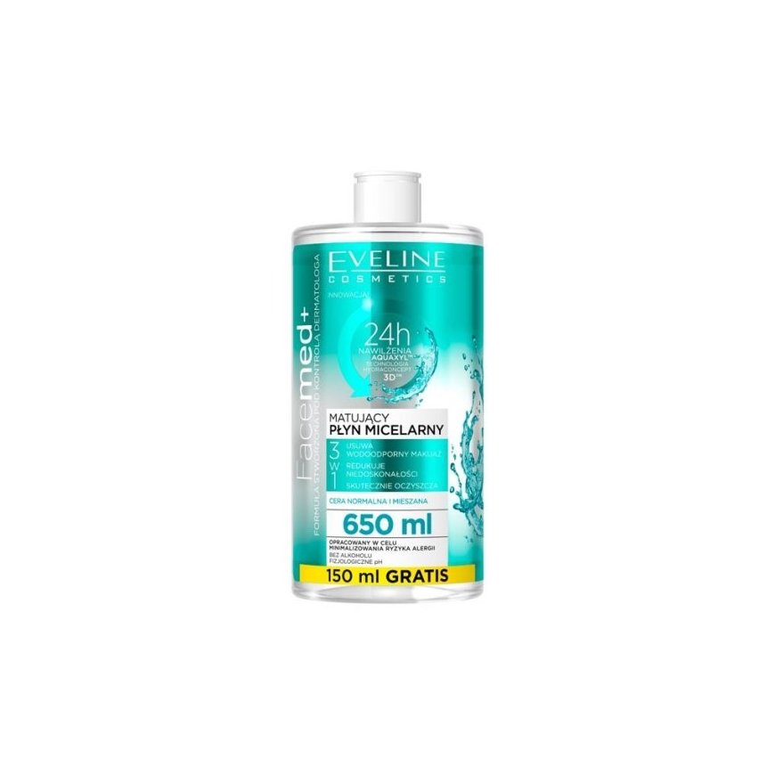 Eveline Cosmetics FaceMed+ Mattifying Micellar Vanduo - Odličovací micelární voda pro normální/smíšenou pleť