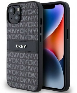 Case DKNY PU Leather Repeat Pattern Tonal Stripe Case for iPhone 14 Black