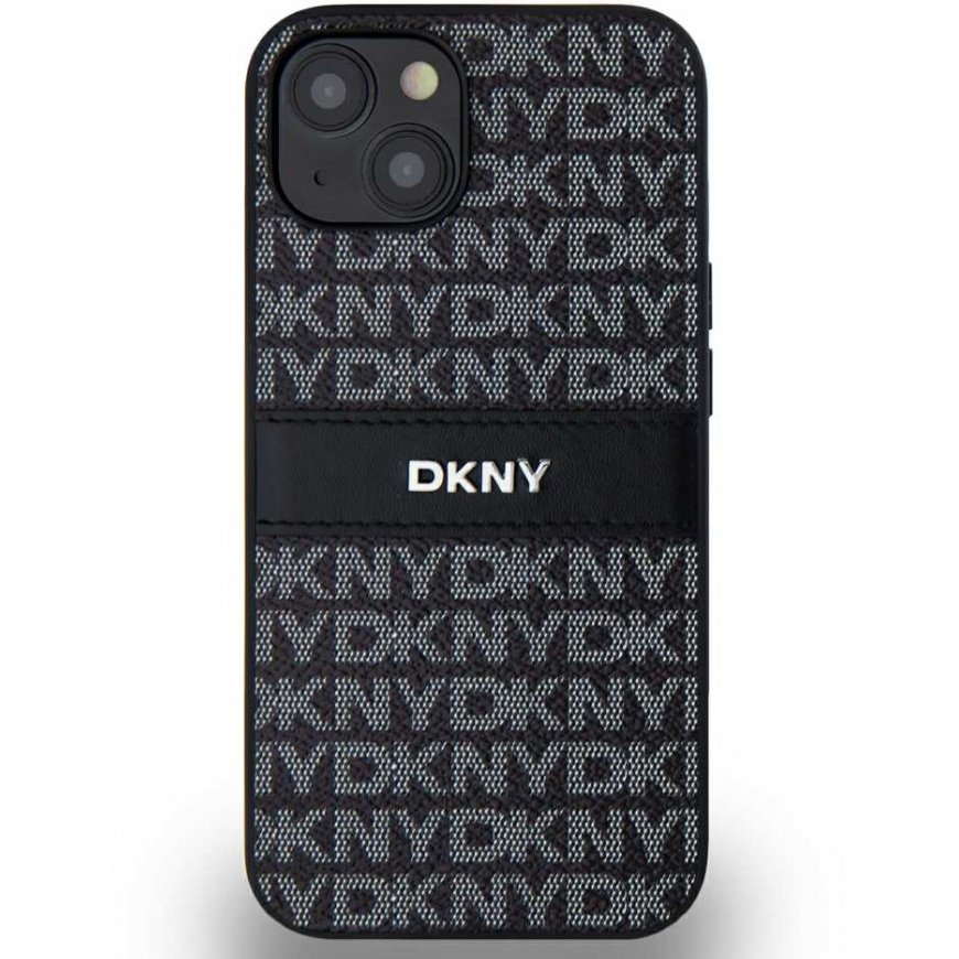 Dėklas DKNY PU Leather Repeat Pattern Tonal Stripe Case for iPhone 14 Juodas – 2