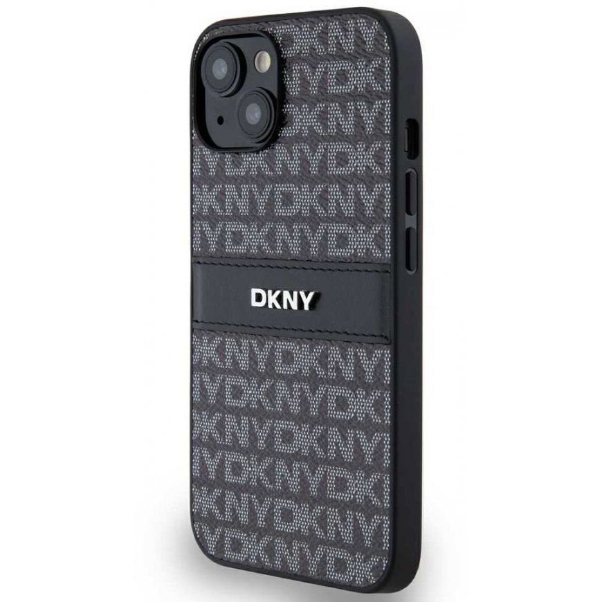 Dėklas DKNY PU Leather Repeat Pattern Tonal Stripe Case for iPhone 14 Juodas – 3