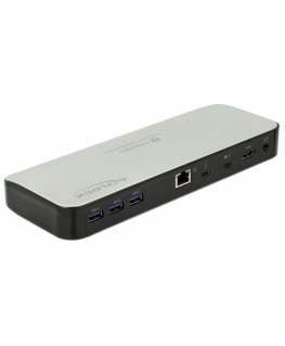 DeLOCK 87725 laptop dock/port replicator Wired Thunderbolt 3 Black, Silver