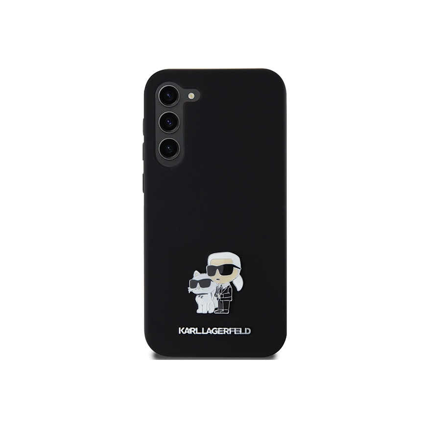 Dėklas Karl Lagerfeld KLHCS24MSMHKCNPK S24+ S926 hardcase juoda/juodas Silicone Karl&Choupette Metal Pin – 4