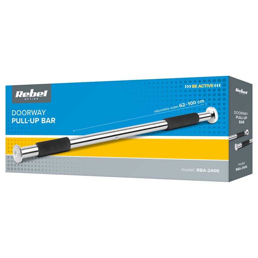 Adjustable steel expansion bar for pull-ups, REBEL ACTIVE