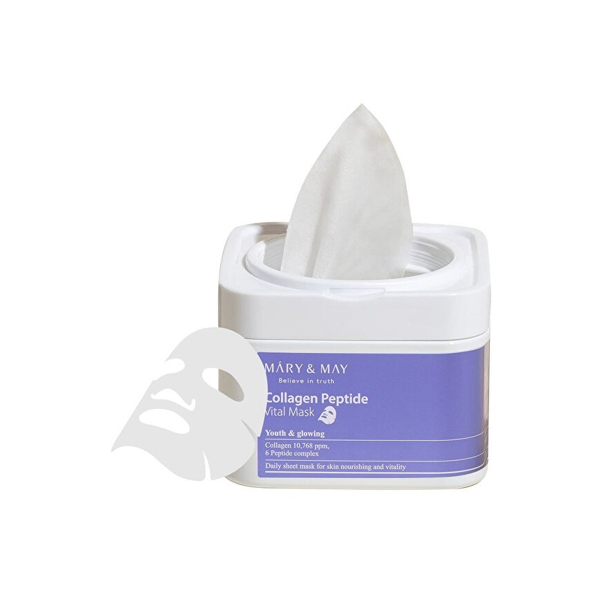 MARY & MAY Collagen Peptide Vital Mask - Zpevňující pleťová maska ( 30 ks )