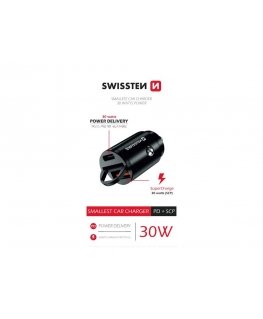 Swissten NANO Älypuhelin musta Tupakansytytin Pikalataus Auto