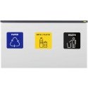 Ulsonix Dustbin odpady do segregacji 3 komorry STAL 180 l silver