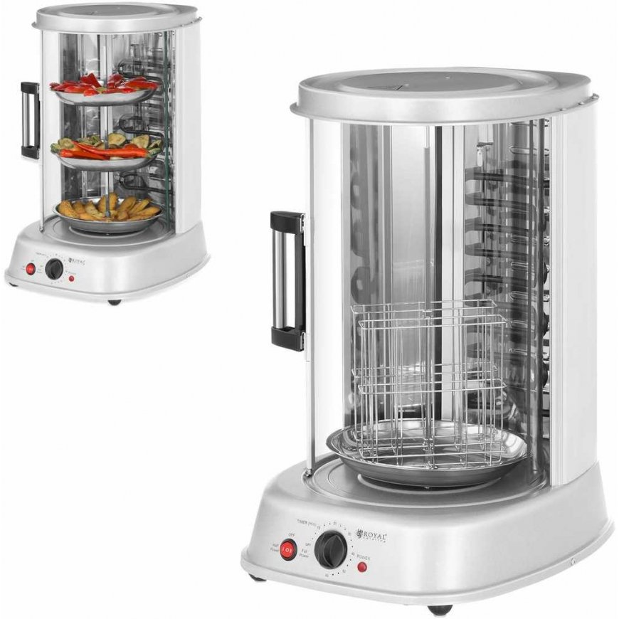 MINI skrudintuvo grilis kebabams giroskopas žuvies daržovės vertikaliai 4in1 1800W Royal Catering RCGV-1800