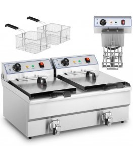 Royal Catering two-chamber fryer with taps 400V - 2x10L