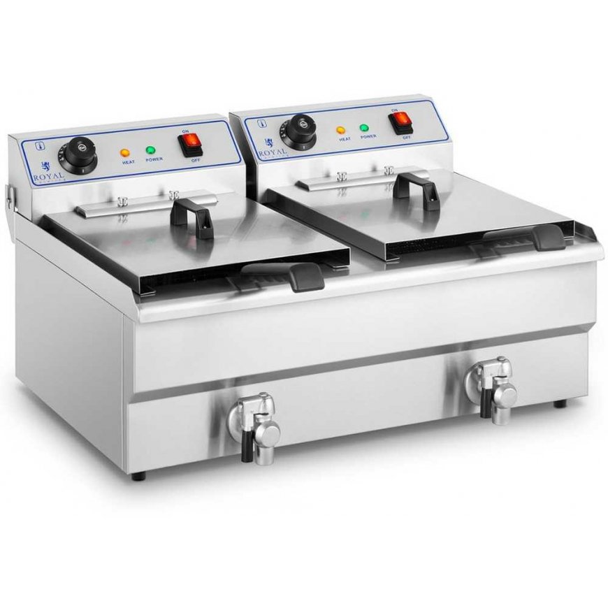 Royal Catering two-chamber fryer with taps 400V - 2x10L – 3