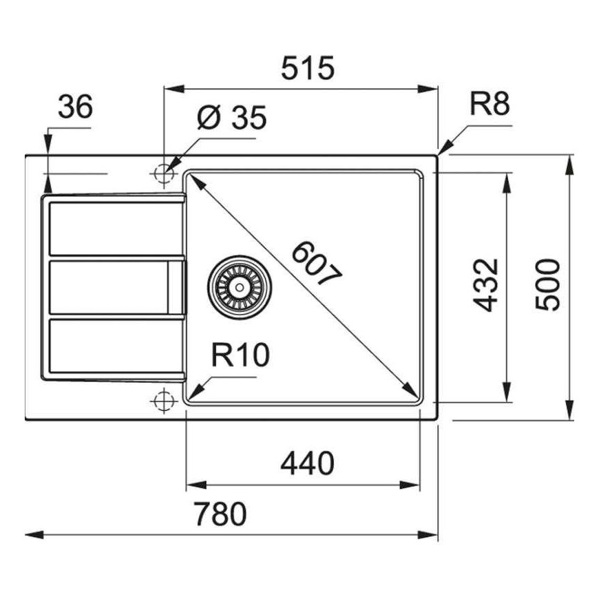 Franke sink Sirius S2D 611-78XL, Tectonite, 78x50 cm, arctic white, with plug valve – 2