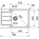 Franke sink Sirius S2D 611-78XL, Tectonite, 78x50 cm, arctic white, with plug valve