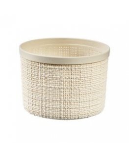 Basket with lid Jute round 2L Ø17x13cm cream
