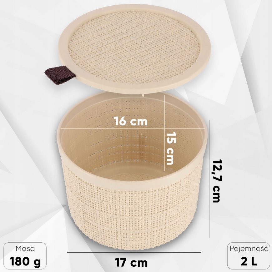 Basket with lid Jute round 2L Ø17x13cm cream – 2