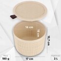 Basket with lid Jute round 2L Ø17x13cm cream