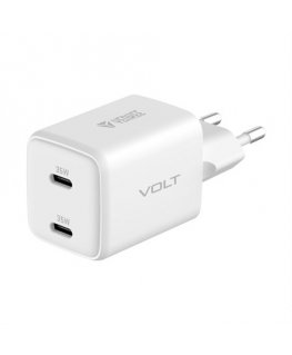 USB C mains charger 2x18W 3A Power delivery 3.0 QC3.0 White