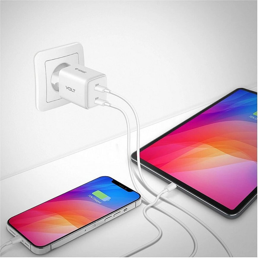 USB C mains charger 2x18W 3A Power delivery 3.0 QC3.0 White – 2