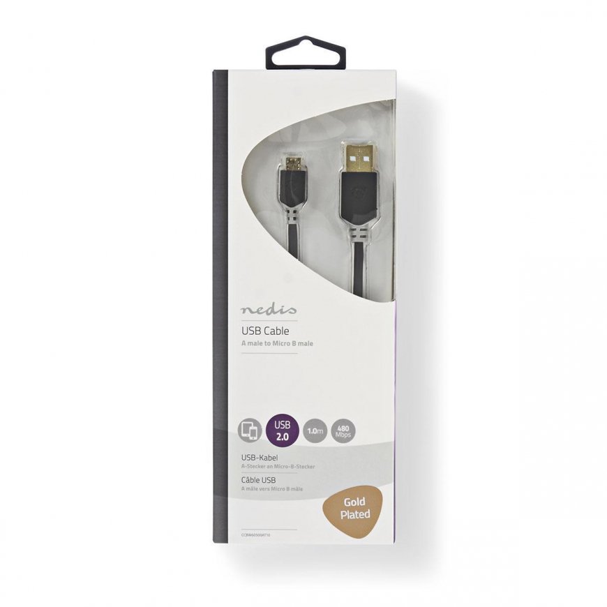 Nedis CCBW60500AT10 USB kabelis 1 m USB 2.0 USB A Micro-USB B Antracīts – 3