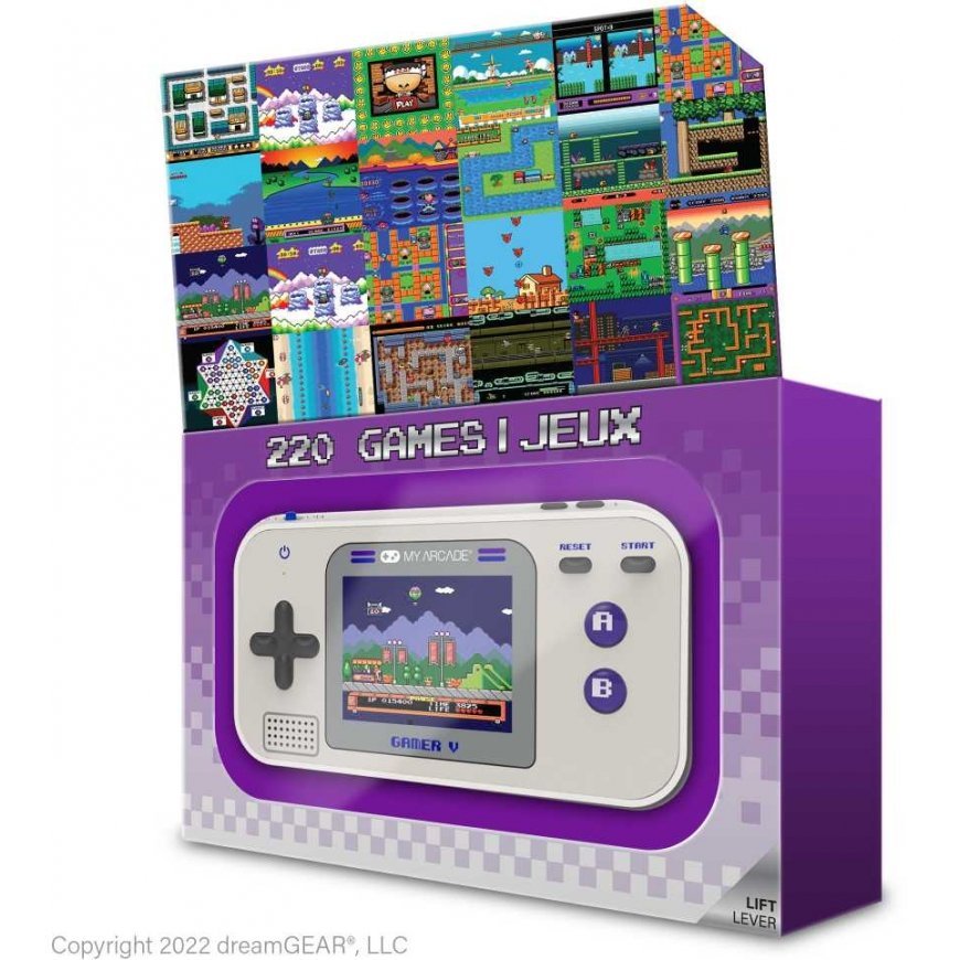 Dreamgear MY ARCADE GAMER V CLASSIC nešiojama žaidimų konsolė 220 žaidimų viename, pilkas, violetinis – 3