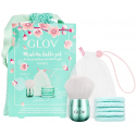 Glov Matcha Latte set Moon Pads makeup remover 5pcs + Kabuki makeup brush + bag