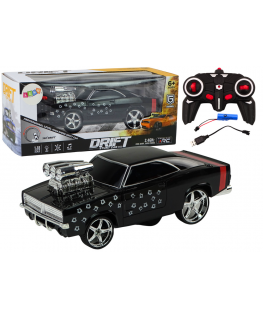 Lean Toys Remote Control Car 1:18 Drift 360 Lights Sounds Black