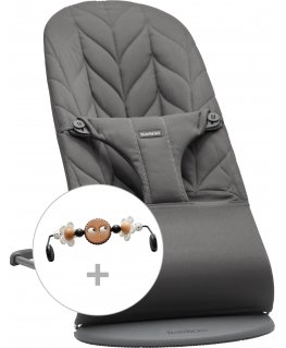 BabyBjörn Bliss Woven Bundle sitter + toy, Anthracite/Googly Eyes
