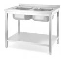 Wall-mounted dining table with two sinks and a shelf, screwed 100x70x85 cm - Hendi 812969 Wall-mounted dining table with two sinks and a shelf, screwed 100x70x85 cm - Hendi 812969