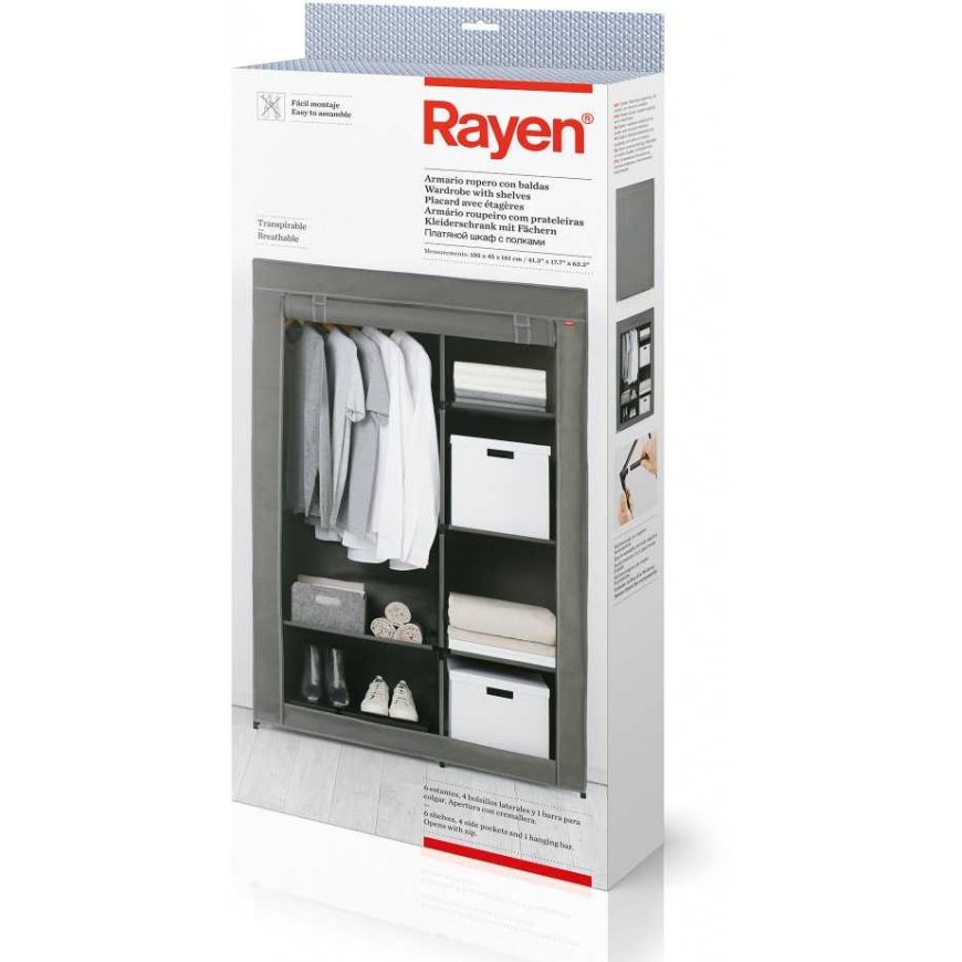 Textile wardrobe 105 x 45 x 161 cm Rayen – 4
