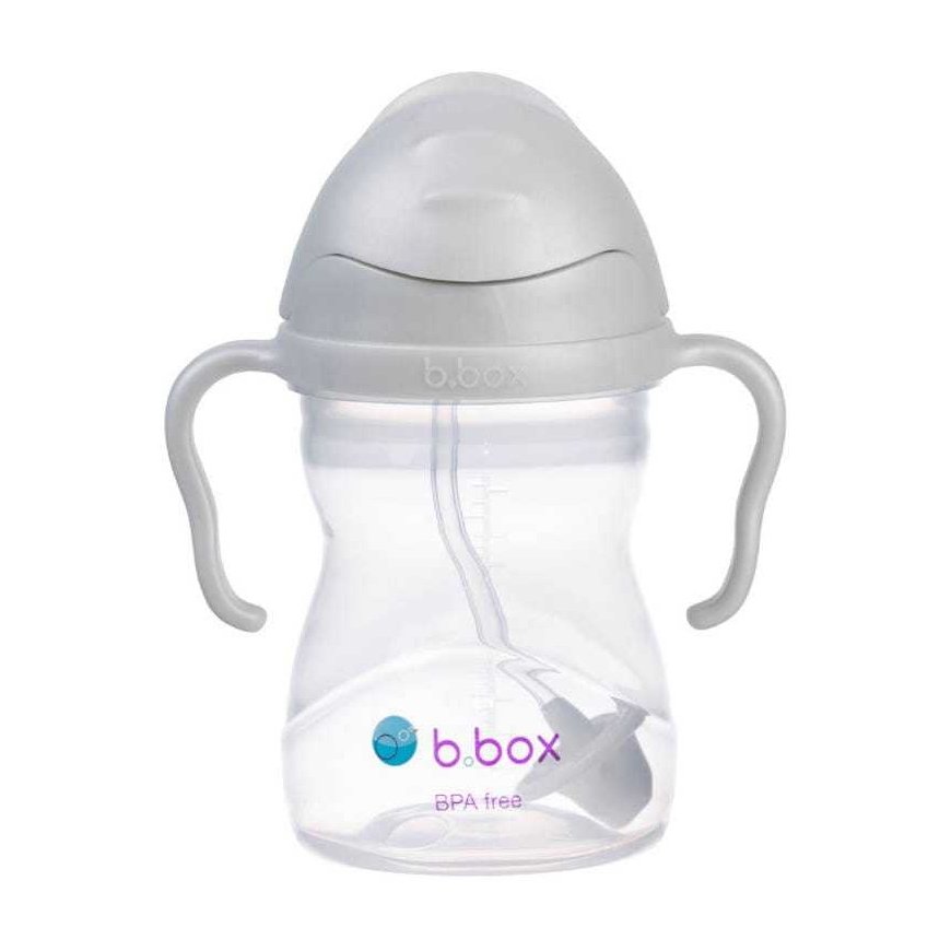 b.box - vandens butelis su šiaudeliu ir svoriu 240 ml | Pilka