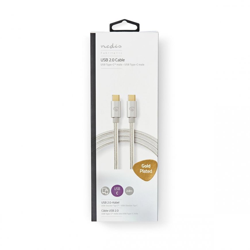Nedis CCTB60700AL20 USB kabelis 2 m USB 2.0 USB C Aliuminis – 5