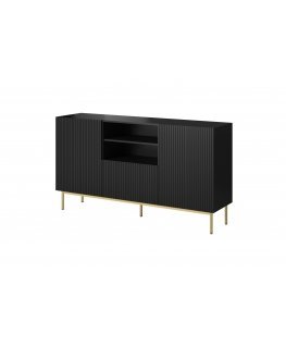 Cama PAFOS komoda ant auksinio plieno rėmo 150x40x90 cm matinės juodos spalvos