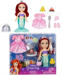 Jakks Pacific Disney Princess 6 Inch Petite Doll with Extra Fashion & Accessories Sea to Land Ariel