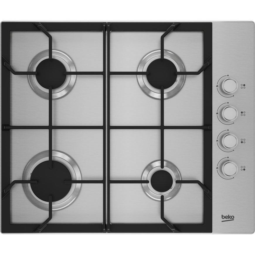 Beko HIBG64122SX plīts virsmas sildelements Nerūsējošs tērauds Iebūvēts 61 cm Gāzes 4 zone(s)