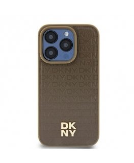 DKNY Leather Pattern Metal Logo MagSafe case for iPhone 15 | 14
