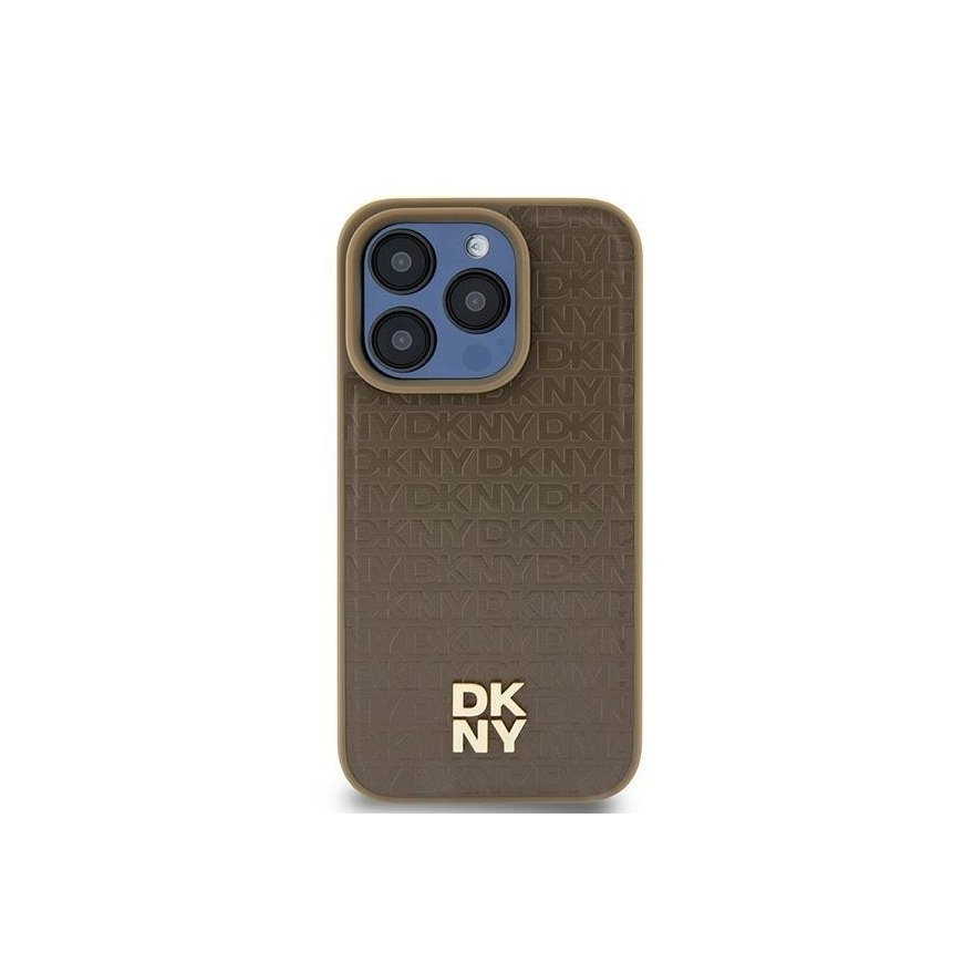 DKNY Leather Pattern Metal Logo MagSafe case for iPhone 15 | 14