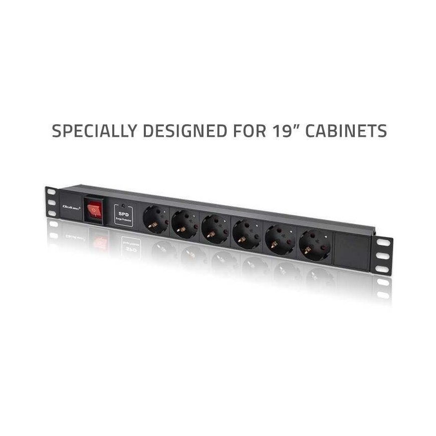 Qoltec Listwa zasilająca pdu do rack 19" | 1u | 16a | 6xschuko | 1.8m – 2