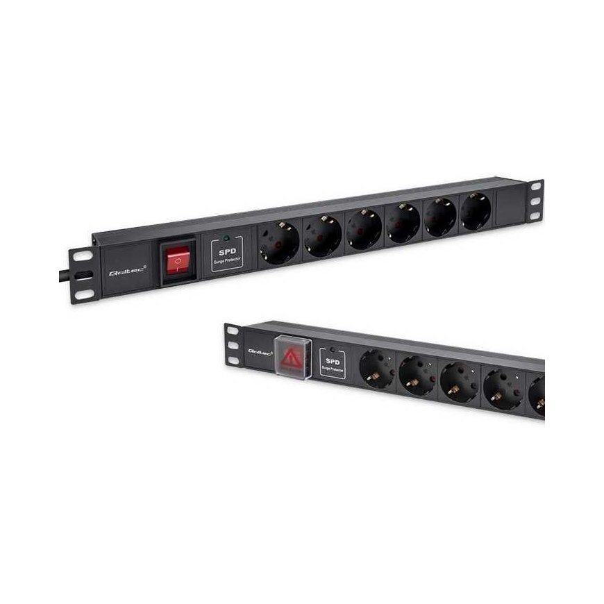 Qoltec Listwa zasilająca pdu do rack 19" | 1u | 16a | 6xschuko | 1.8m – 4