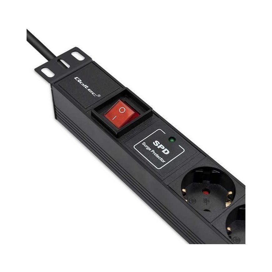 Qoltec Listwa zasilająca pdu do rack 19" | 1u | 16a | 6xschuko | 1.8m – 5