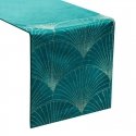 Eurofirany BLINK / 14 Velvet table runner with a large art deco fan pattern, 35X180 cm, color: dark turquoise Eurofirany BLINK / 14 Velvet table runner with a large art deco fan pattern, 35X180 cm, color: dark turquoise