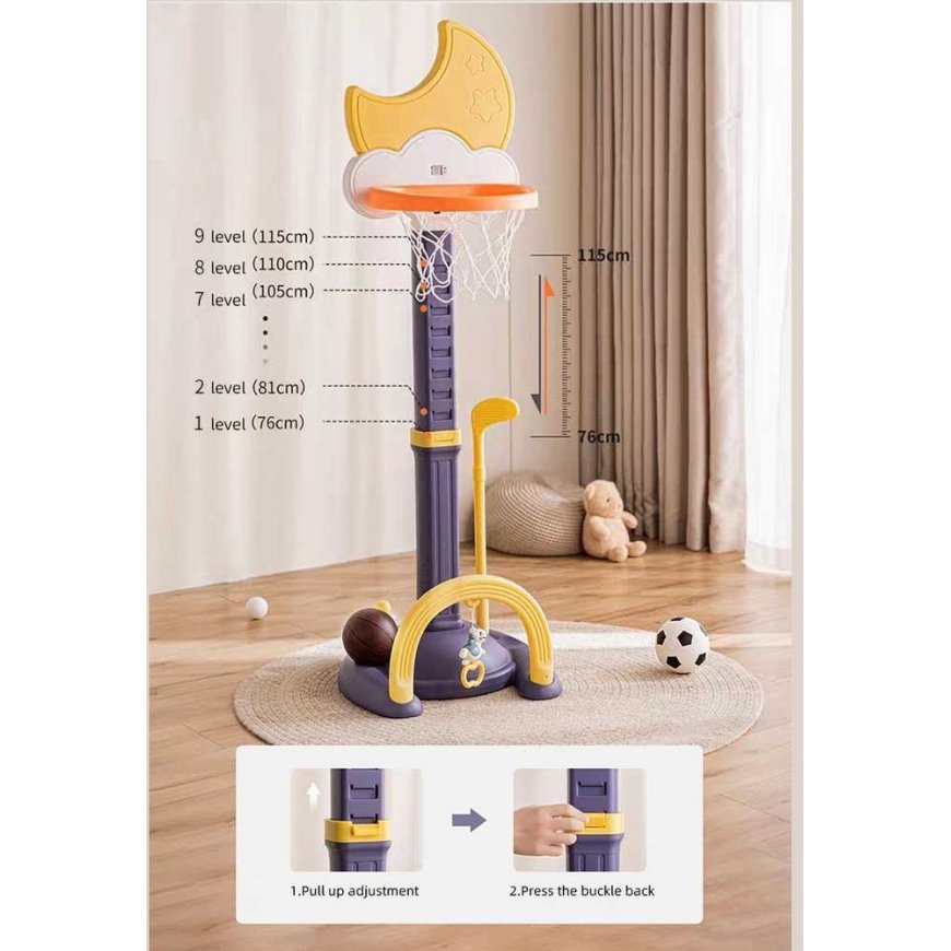 Vsuch INTERACTIVE MULTIFUNCTIONAL BASKETBALL STAND 4IN1 WITH SOUND EFFECTS JENIN Yellow – 5