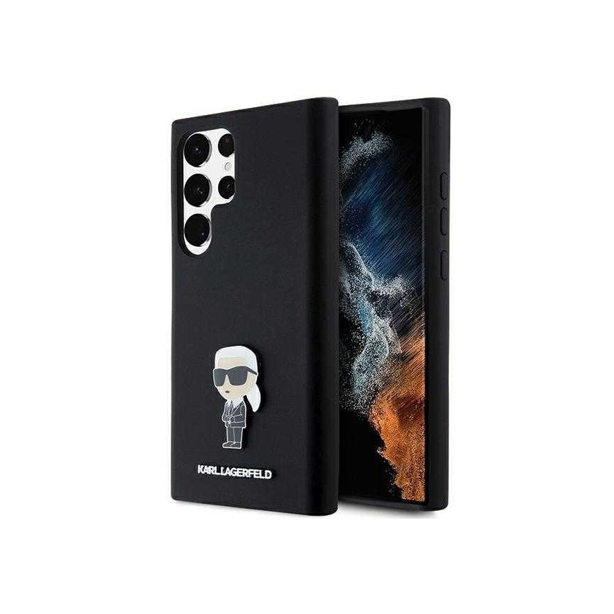 Case Karl Lagerfeld KLHCS24LSMHKNPK S24 Ultra S928 black/black Silicone Ikonik Metal Pin