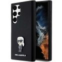 Dėklas Karl Lagerfeld KLHCS24LSMHKNPK S24 Ultra S928 juoda/juodas Silicone Ikonik Metal Pin