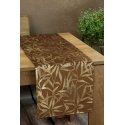 Eurofirany BLINK / 15 Velvet table runner with delicate light golden branch motif, 35X180 cm, color: brown