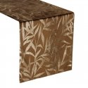 Eurofirany BLINK / 15 Velvet table runner with delicate light golden branch motif, 35X180 cm, color: brown