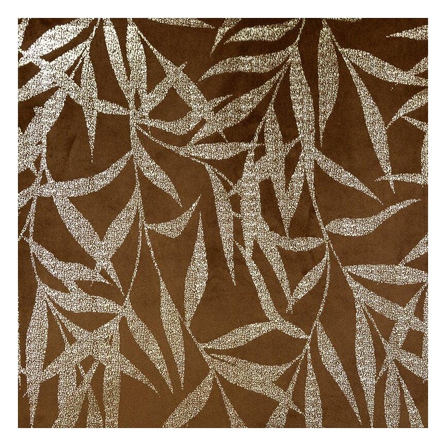 Eurofirany BLINK / 15 Velvet table runner with delicate light golden branch motif, 35X180 cm, color: brown – 5