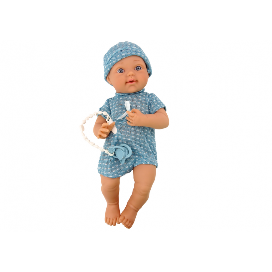 Lean Toys Baby doll in mėlynas clothes, hat, pacifier, and blanket – 2
