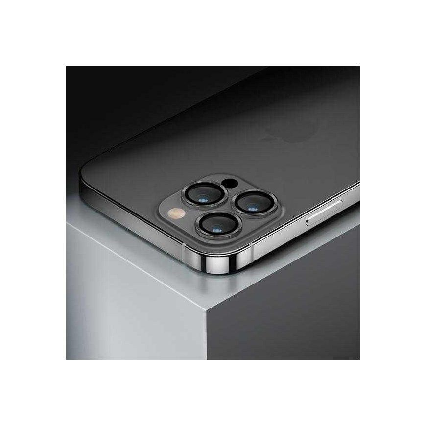 UNIQ Optix Aluminum Camera Lens Protector iPhone 14 6.1" / 14 Plus 6.7" sterling silver glass na lens camera with applicator – 3