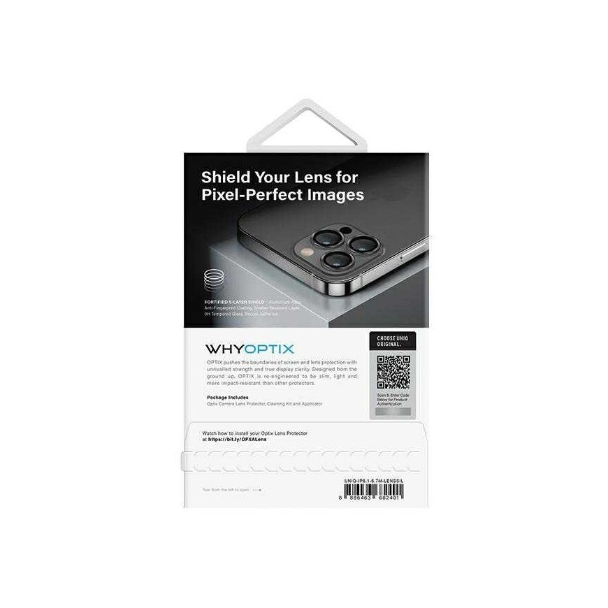 UNIQ Optix Aliuminio Camera Lens Protector iPhone 14 6.1" / 14 Plus 6.7" sterling sidabrinis szkło na objektyvas aparatu su apli – 5