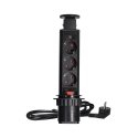 Orno Furniture socket ?6cm pulls out from table top with lock and 1.8m cable, 3x2P+Z (Schuko), black Orno Furniture socket ?6cm pulls out from table top with lock and 1.8m cable, 3x2P+Z (Schuko), black