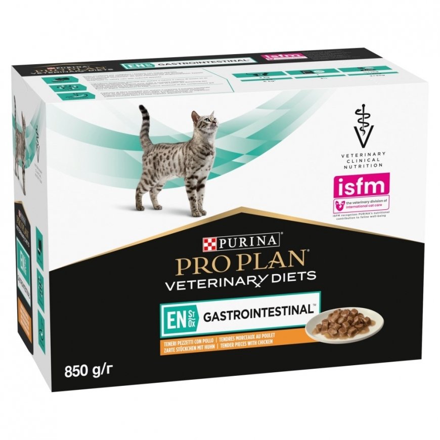 PURINA Pro Plan Veterinary Diets EN St/Ox Gastrointestināla - mitrā kaķu barība - 10 x 85g
