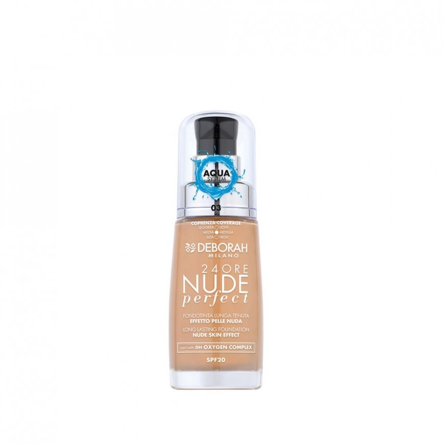 Deborah Milano 24ore Nude Perfect Foundation 30 ml 35 g Buteliukas su pompa Skystis 3 Sand